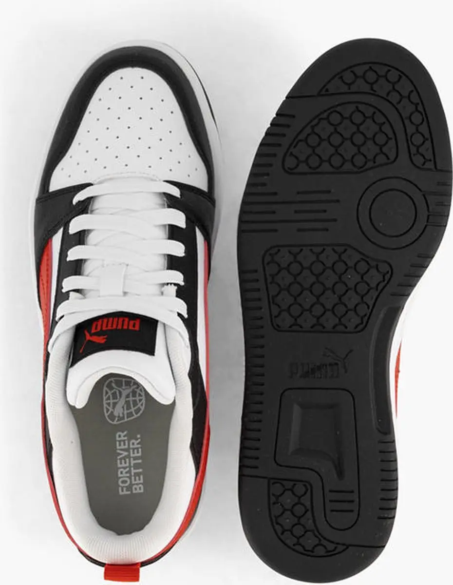 PUMA Rebound V6 Lo Jr Unisex Sneakers 37 - Wit/Zwart/Rood - afbeelding 5 van 6