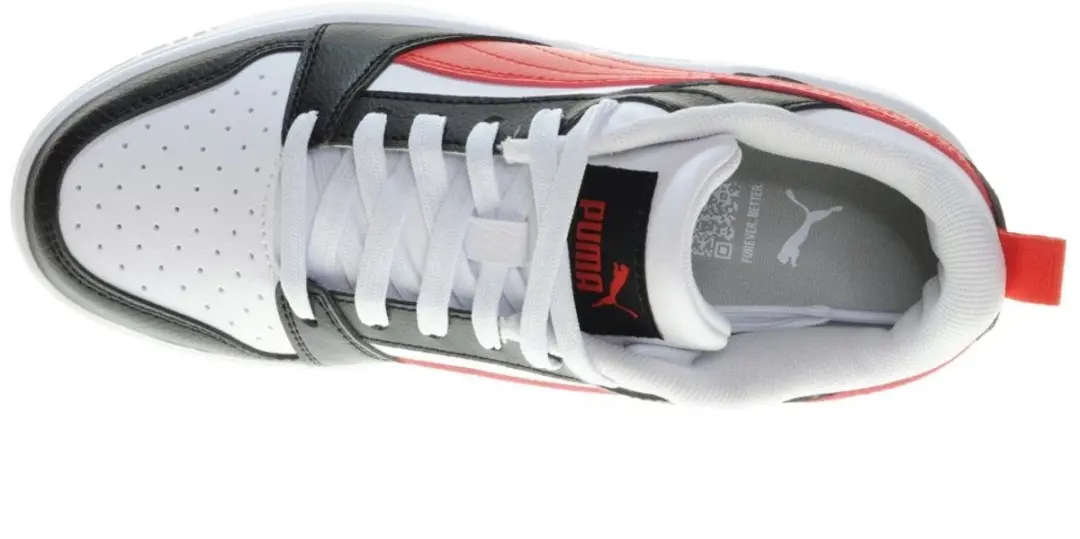 PUMA Rebound V6 Lo Jr Unisex Sneakers 37 - Wit/Zwart/Rood - afbeelding 4 van 6
