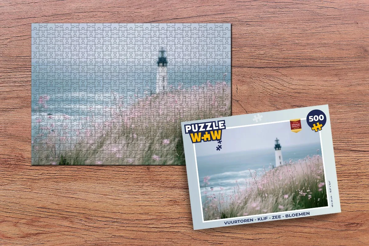 PuzzleWow Vuurtoren Puzzel 500 Stuks - Bloemen & Zee