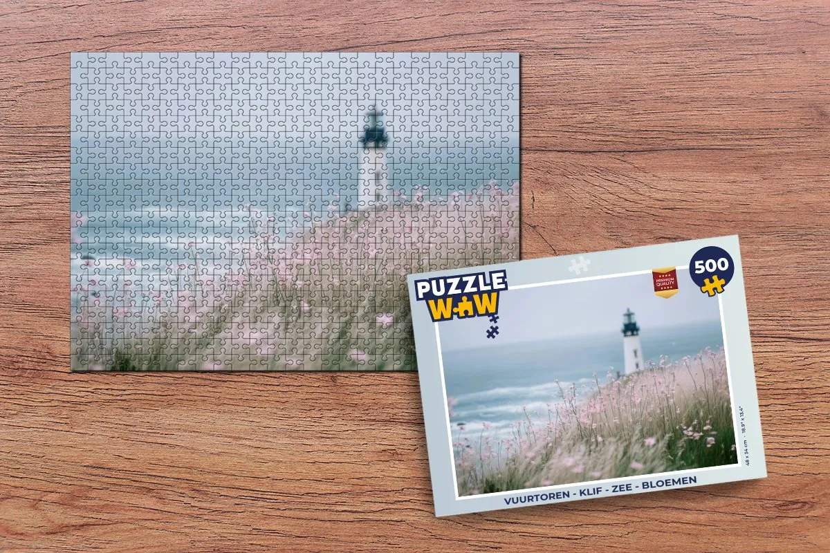 PuzzleWow Vuurtoren Puzzel 500 Stuks - Bloemen & Zee
