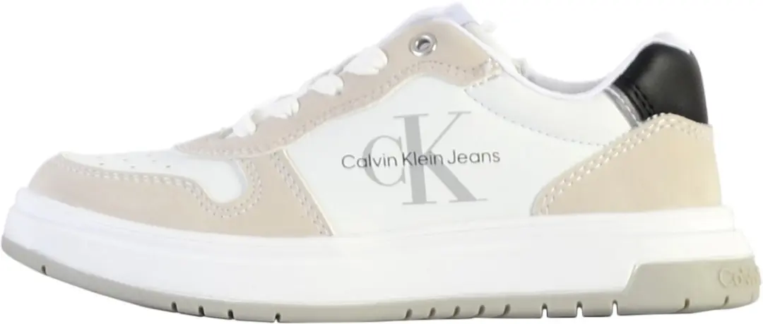 Jeans-sneakers met veters voor kinderen, laag model, met vetersluiting