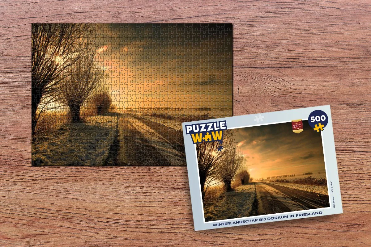 PuzzleWow Dokkum Winter Legpuzzel 500 Stuks - Multicolor