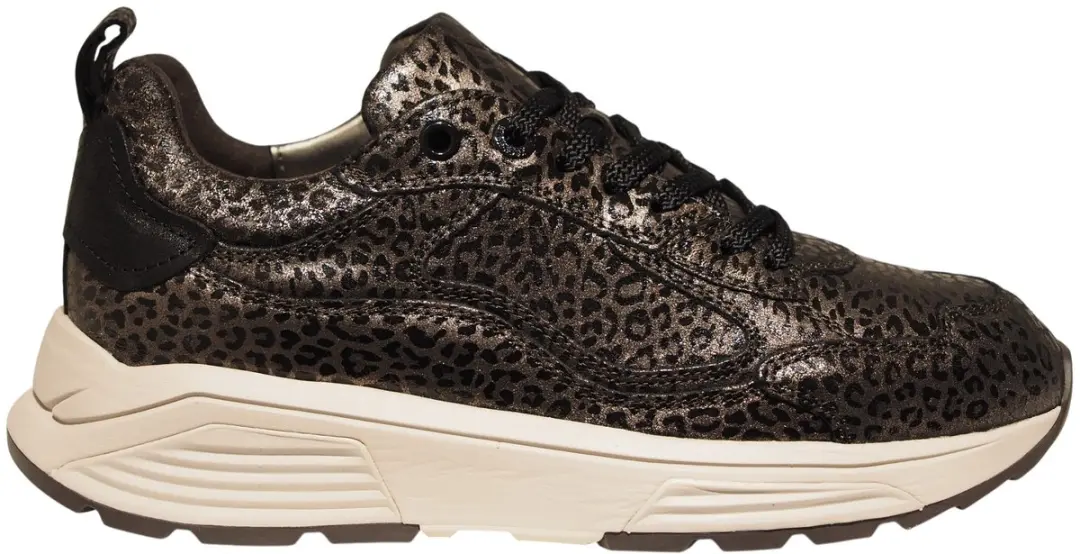 Xsensible dames leren sneaker met panterprint