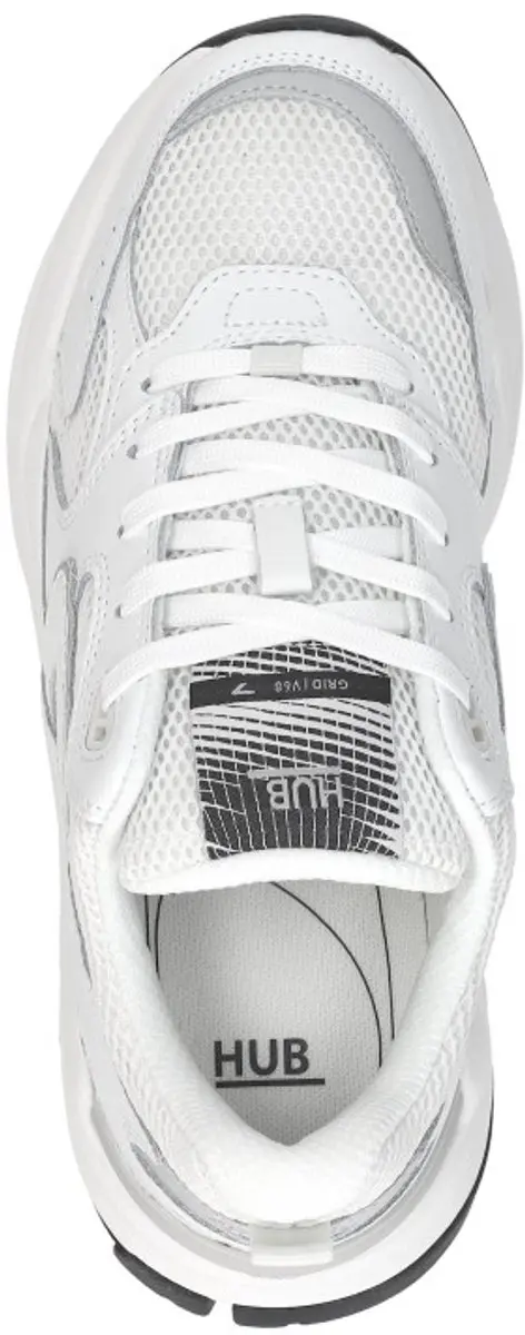 HUB Grid-w Sneakers Dames - Leren Sneaker - Wit - Maat 43 - afbeelding 5 van 6