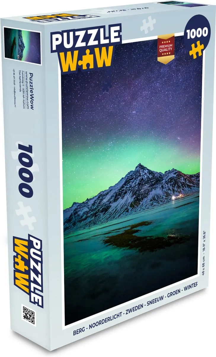 PuzzleWow Noorderlicht Zweden Legpuzzel 1000 Stuks - Multicolor
