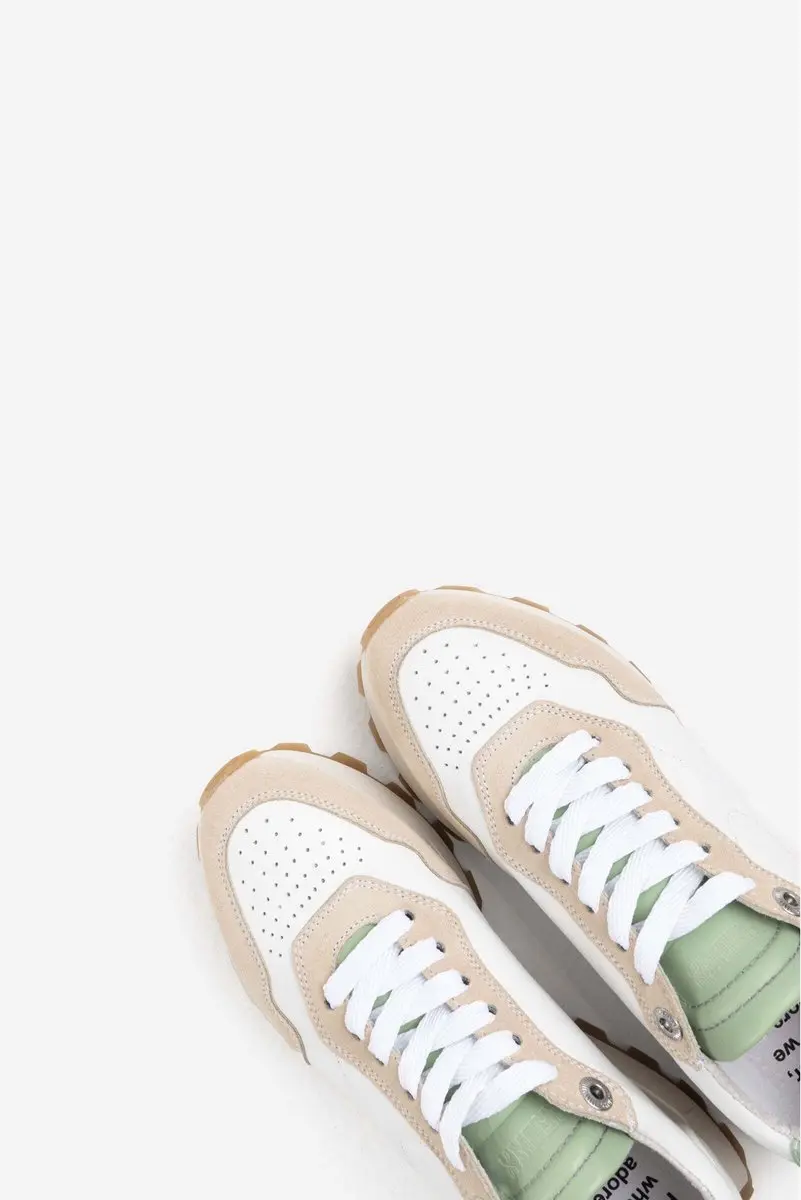 Bronx 66454 Sneakers - 38 - Gebroken wit/pastelgroen