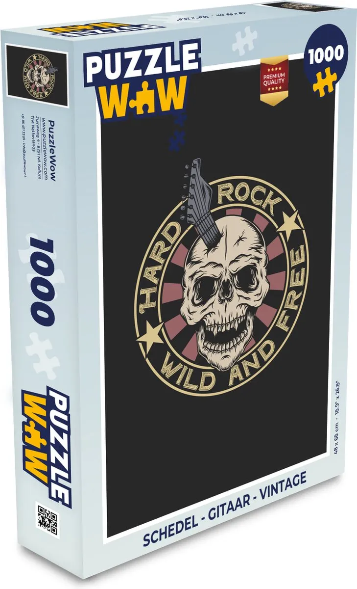 PuzzleWow Schedel Gitaar Legpuzzel 1000 Stuks