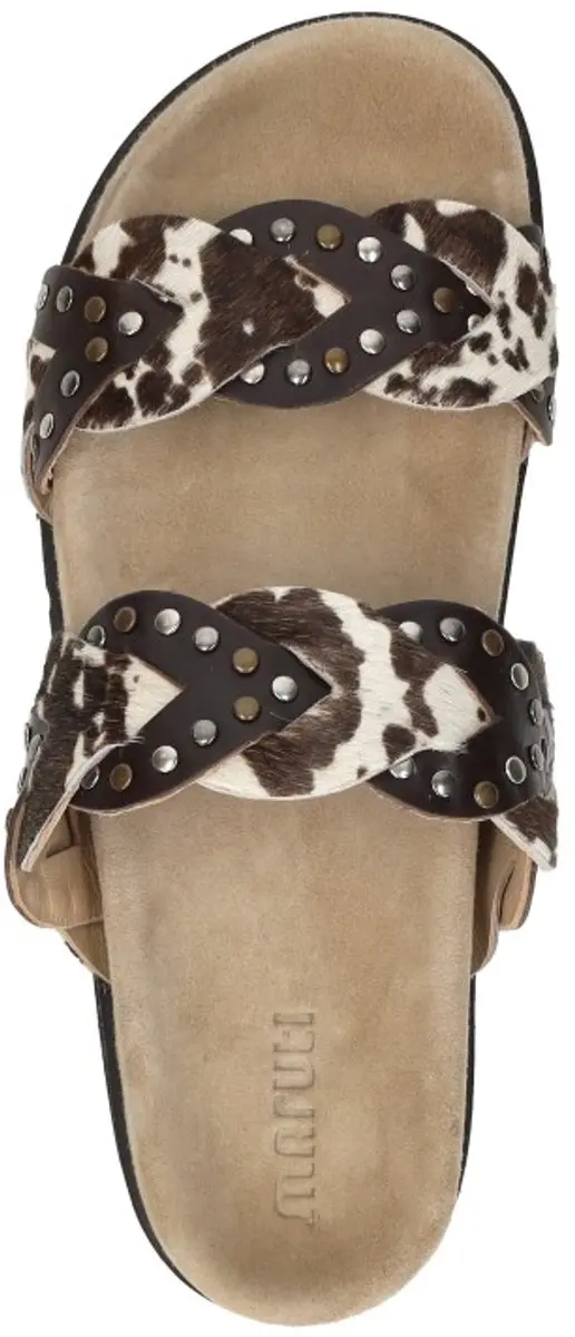 Maruti Evie Hairon Cow D04 Slippers - Dames - 38 - Donker Bruin