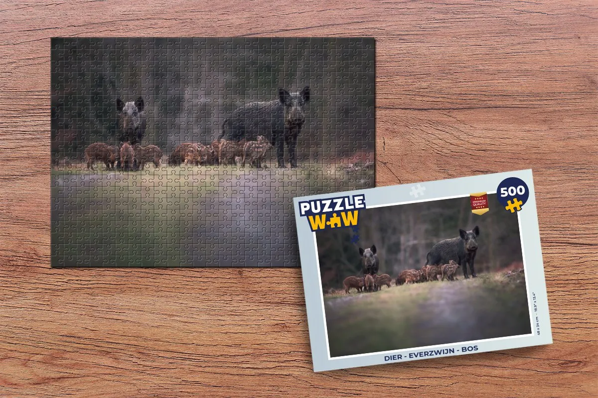 PuzzleWow Everzwijn Bos Legpuzzel 500 Stuks - Multicolor