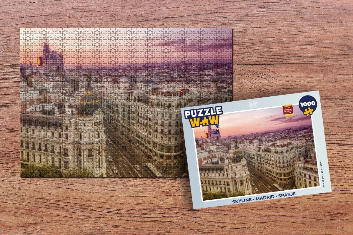 PuzzleWow Skyline Madrid Legpuzzel 1000 Stuks - Multicolor