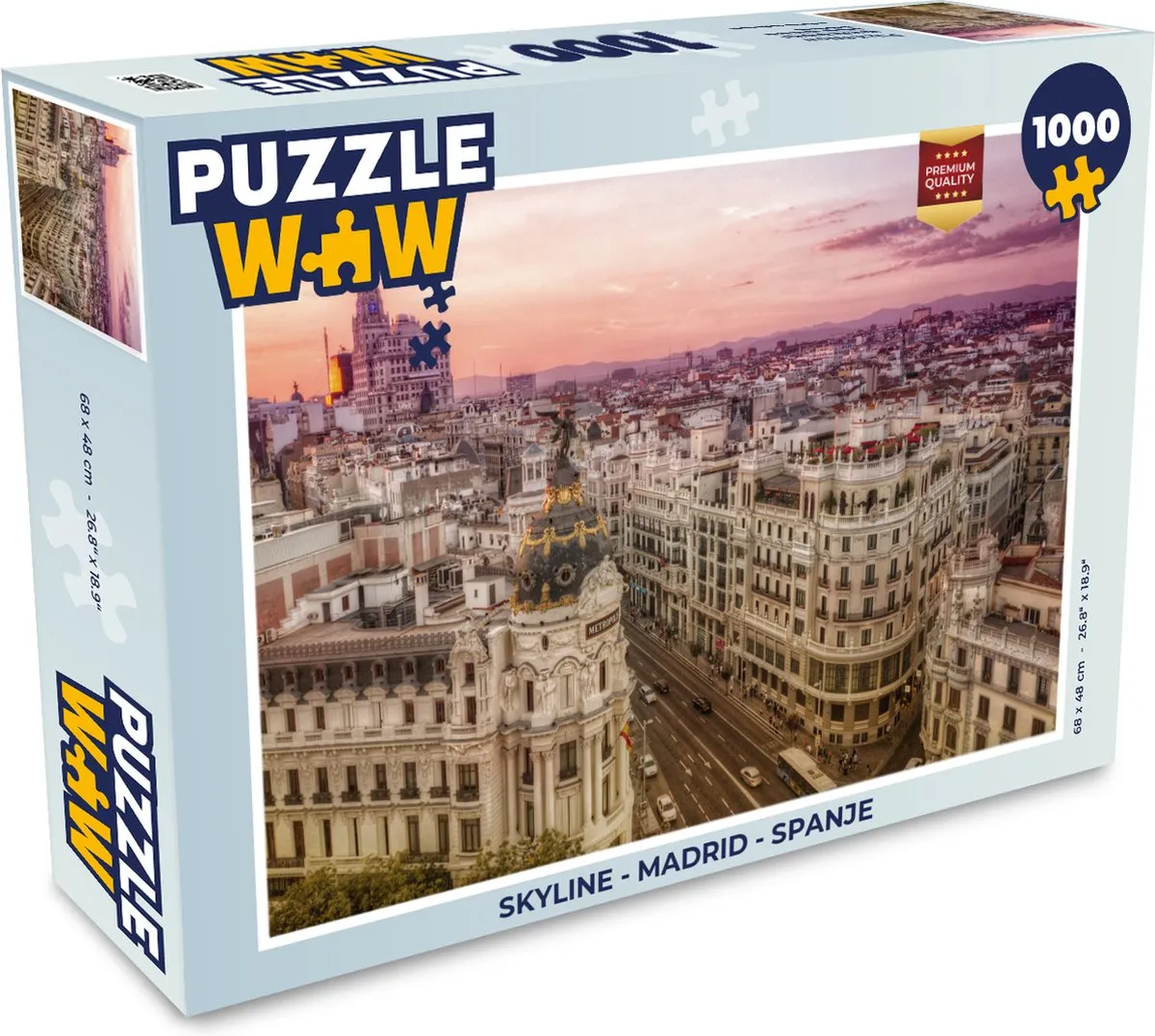 PuzzleWow Skyline Madrid Legpuzzel 1000 Stuks