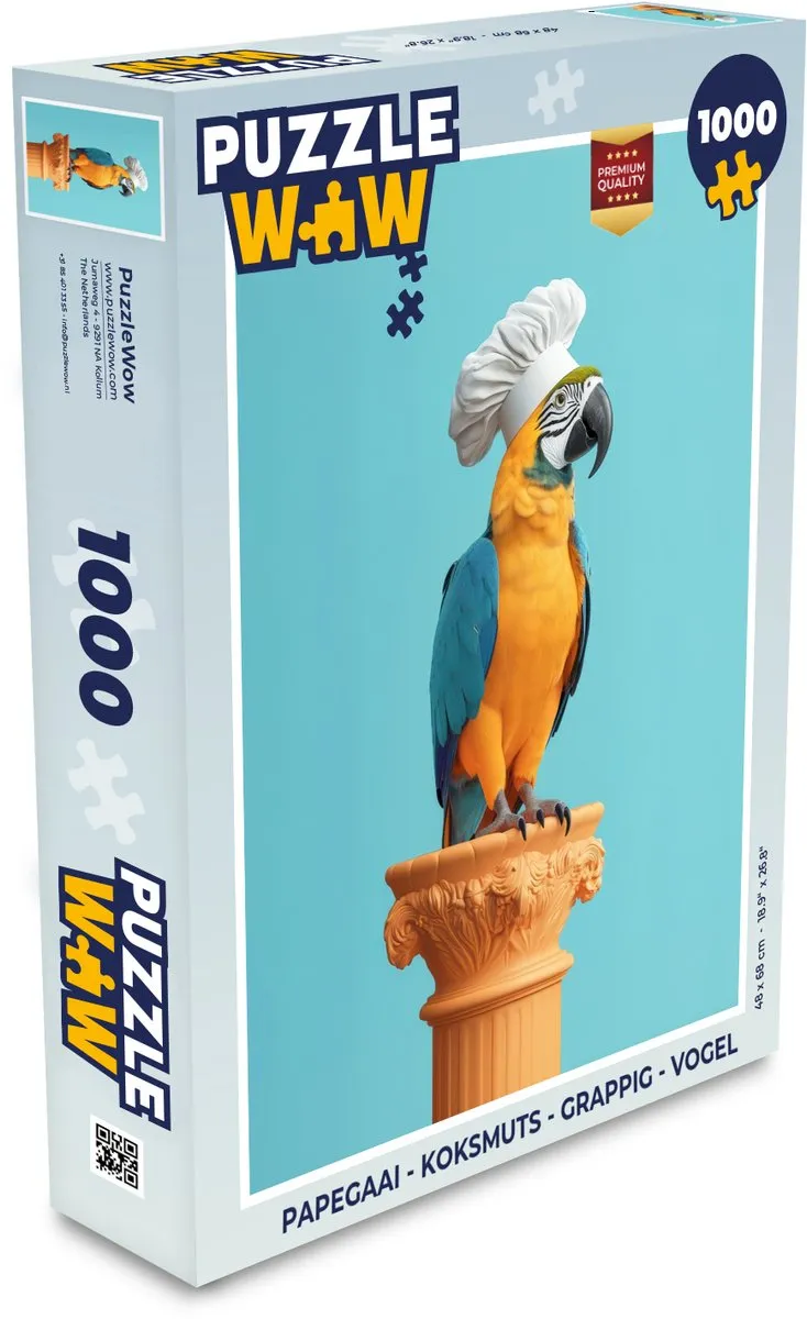 PuzzleWow Papegaai Koksmuts Legpuzzel 1000 Stuks - Blauw