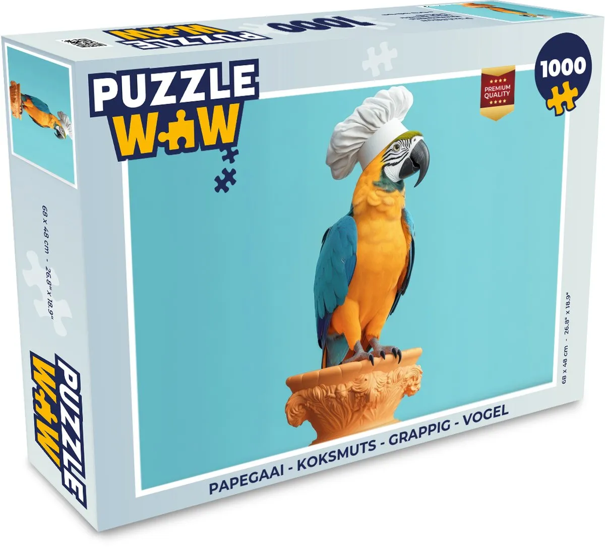 PuzzleWow Papegaai Koksmuts Legpuzzel 1000 Stuks - Blauw