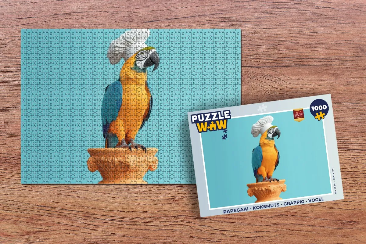 PuzzleWow Papegaai Koksmuts Legpuzzel 1000 Stuks - Blauw