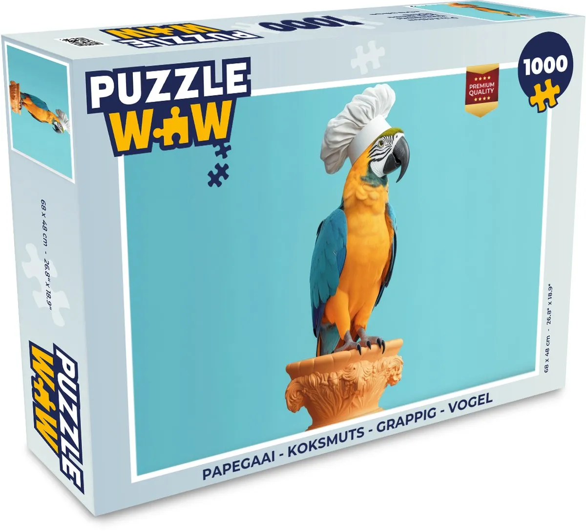PuzzleWow Papegaai Koksmuts Legpuzzel 1000 Stuks - Blauw