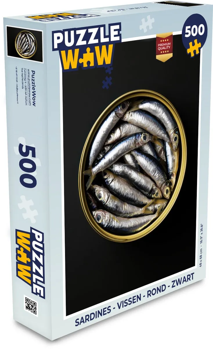PuzzleWow Sardines Legpuzzel 500 Stuks - Zwart
