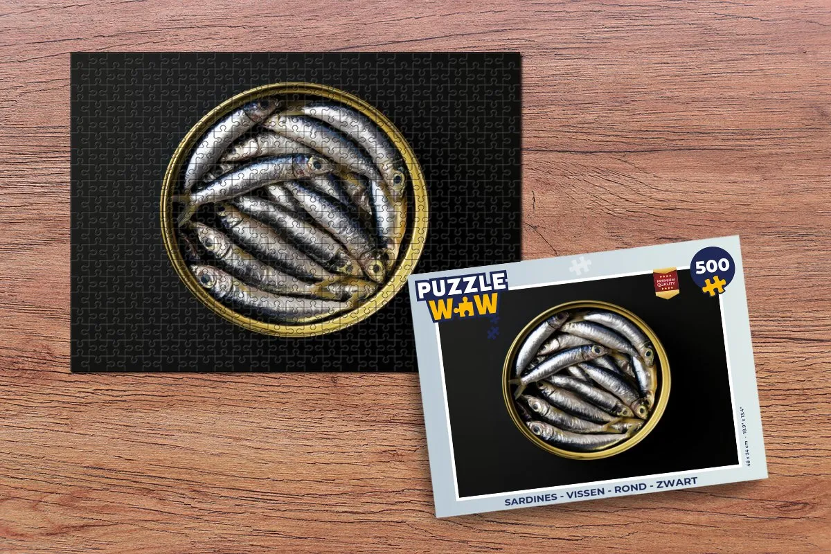 PuzzleWow Sardines Legpuzzel 500 Stuks - Zwart