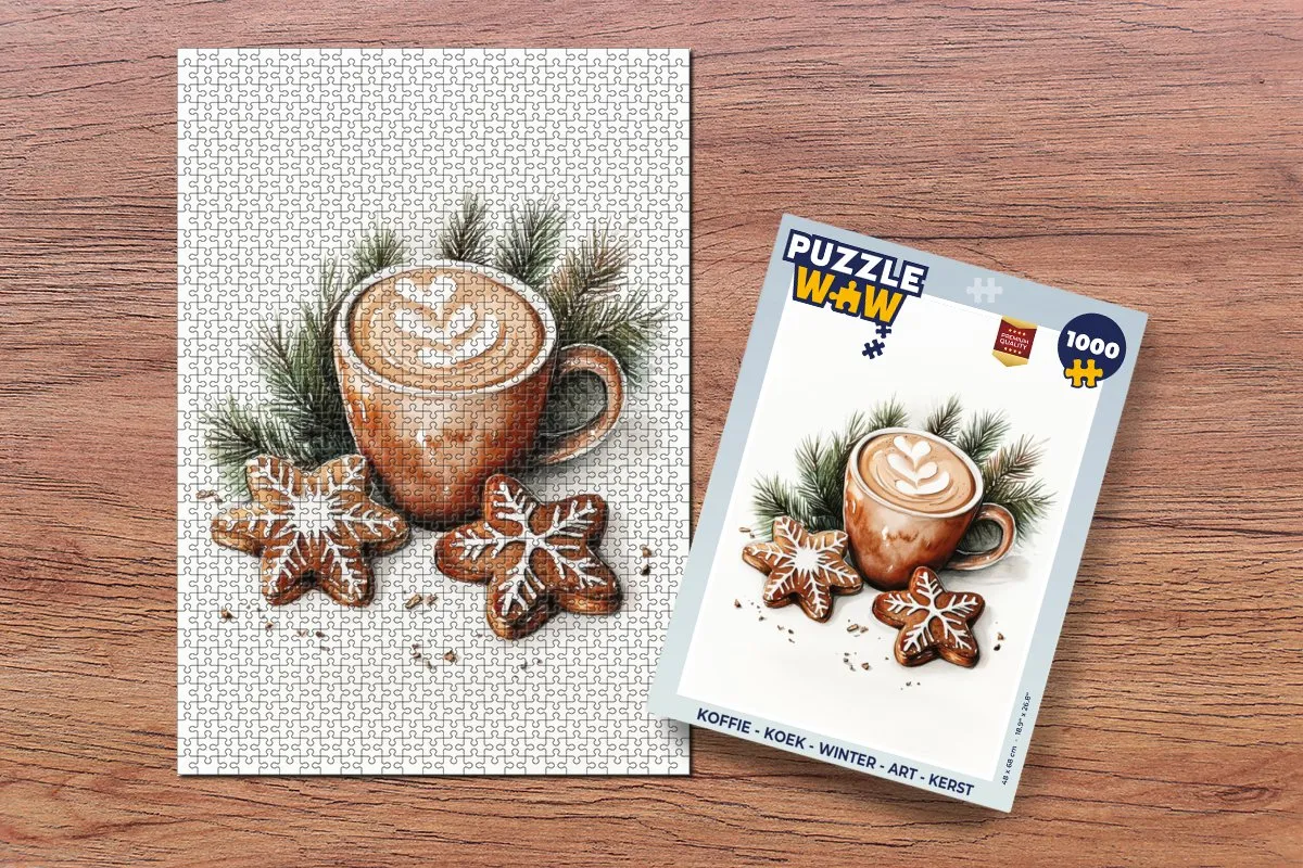PuzzleWow Kerst Puzzel 1000 Stuks - Koffie