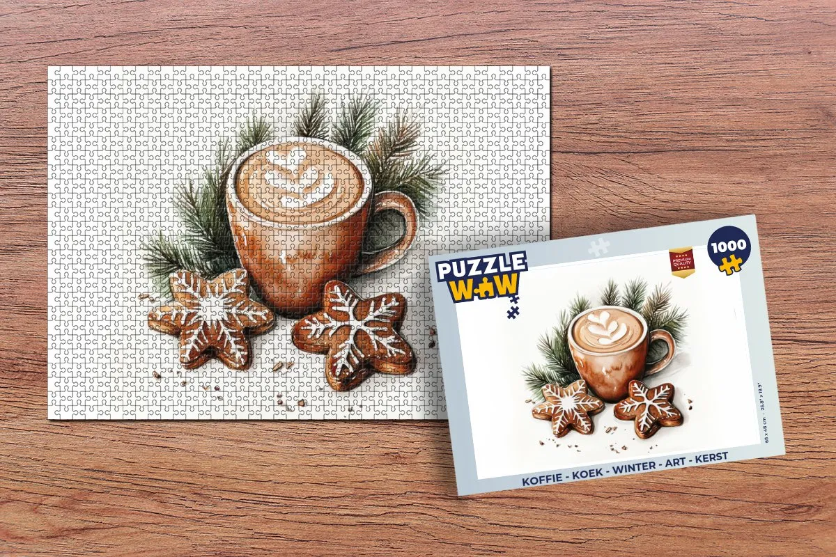 PuzzleWow Kerst Puzzel 1000 Stuks - Koffie