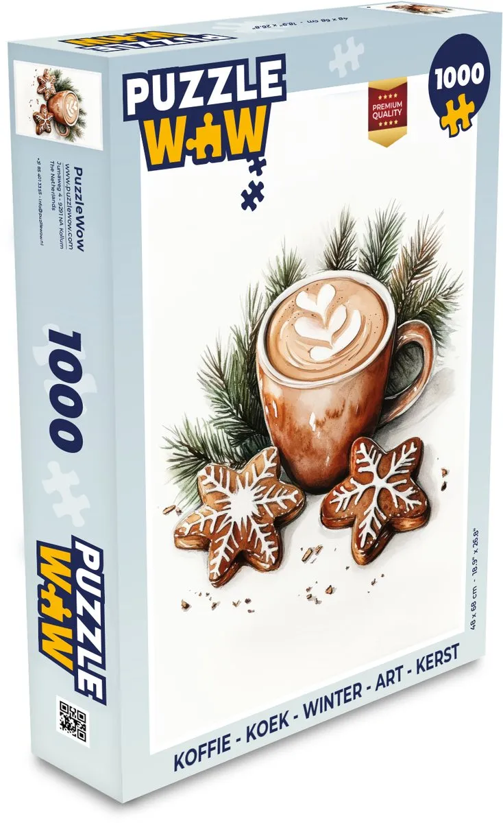 PuzzleWow Kerst Puzzel 1000 Stuks - Koffie