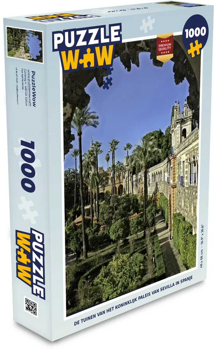PuzzleWow Sevilla Tuinen Paleis Legpuzzel 1000 Stuks - Multicolor