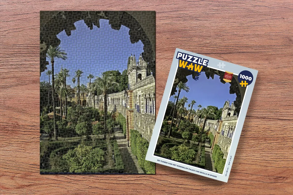 PuzzleWow Sevilla Tuinen Paleis Legpuzzel 1000 Stuks - Multicolor