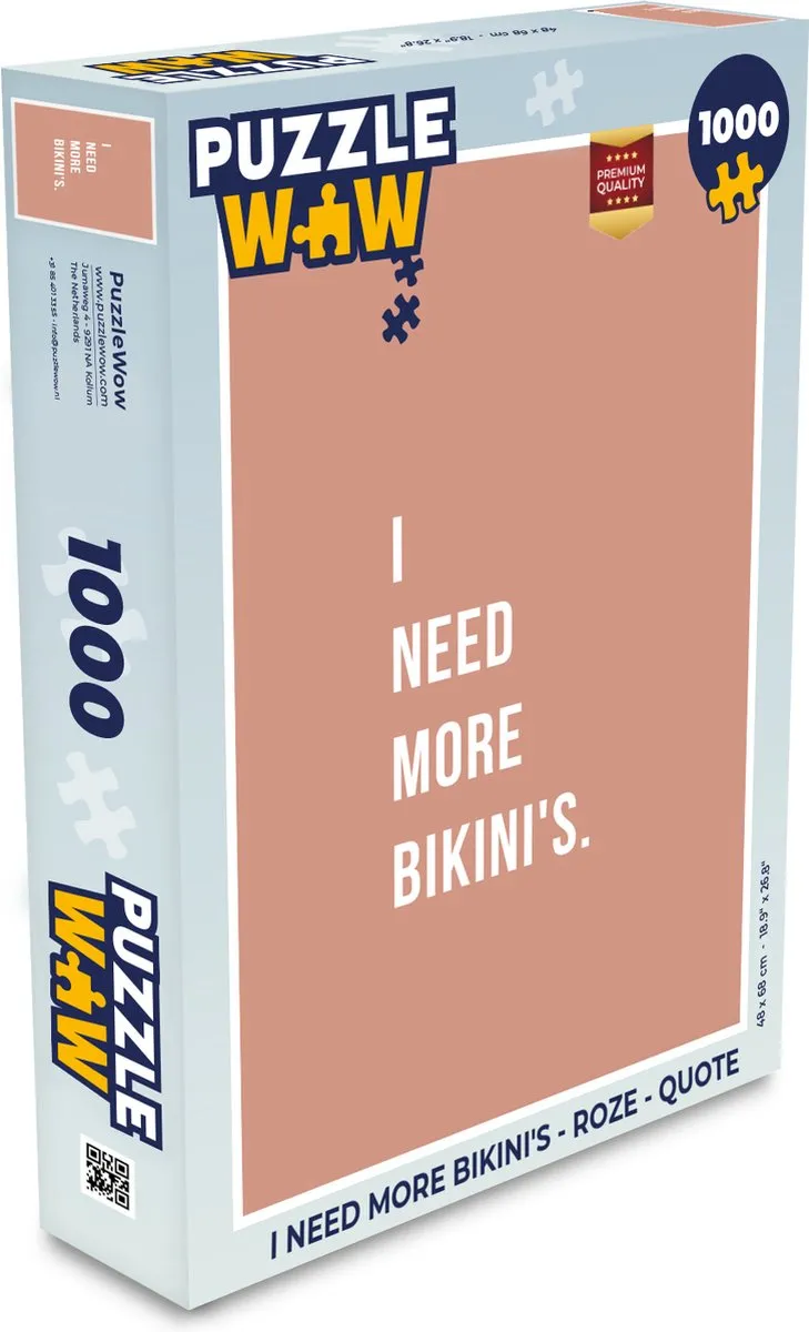 PuzzleWow Legpuzzel I Need More Bikini's - 1000 Stuks - Multicolor