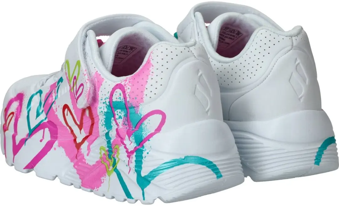 Skechers Uno Lite Graffiti Hearts Sneakers - Wit - afbeelding 6 van 6