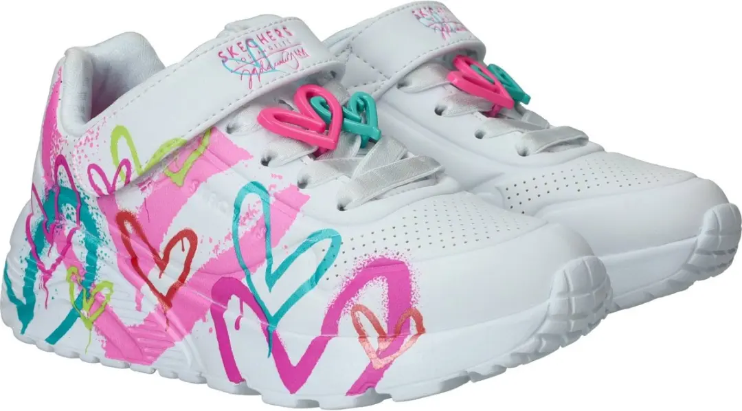 Skechers Uno Lite Graffiti Hearts Sneakers - Wit - afbeelding 3 van 6