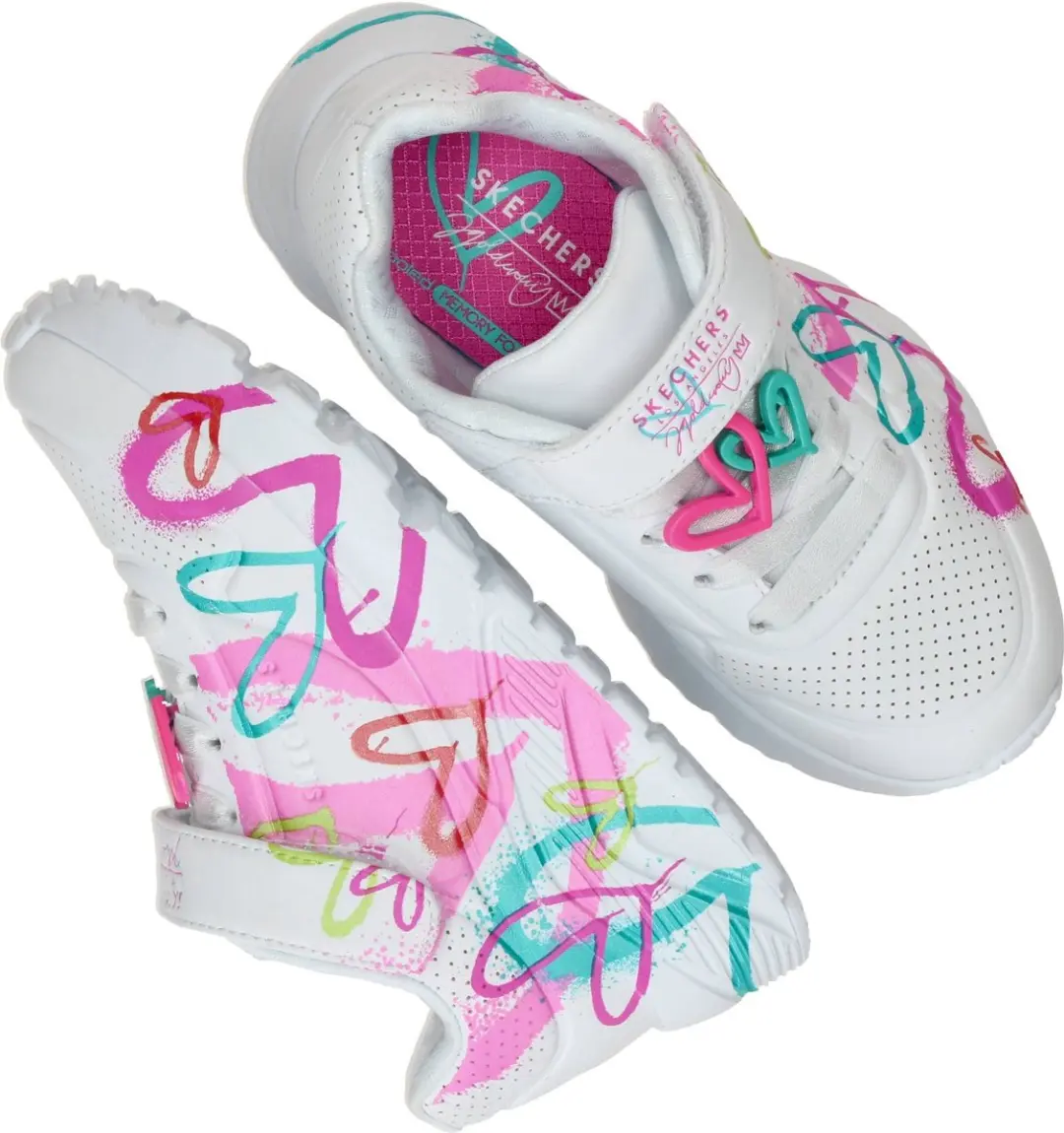 Skechers Uno Lite Graffiti Hearts Sneakers - Wit - afbeelding 4 van 6