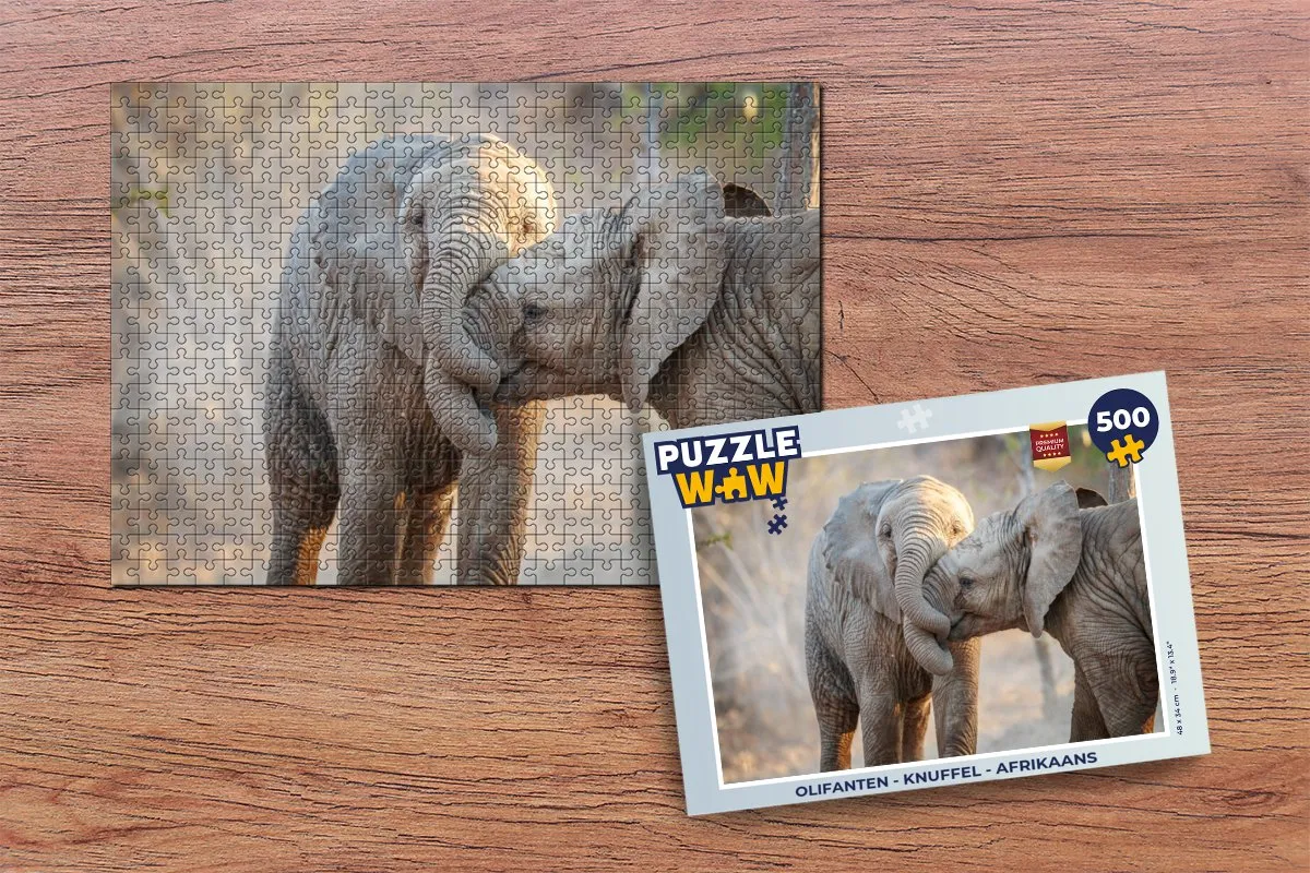 PuzzleWow Olifanten Knuffel Legpuzzel 500 Stuks - Multicolor
