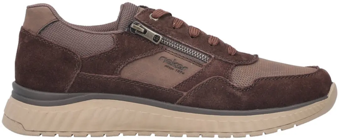 Rieker art.B0601-27 bruine sneaker/veterschoen met tevens een rits.