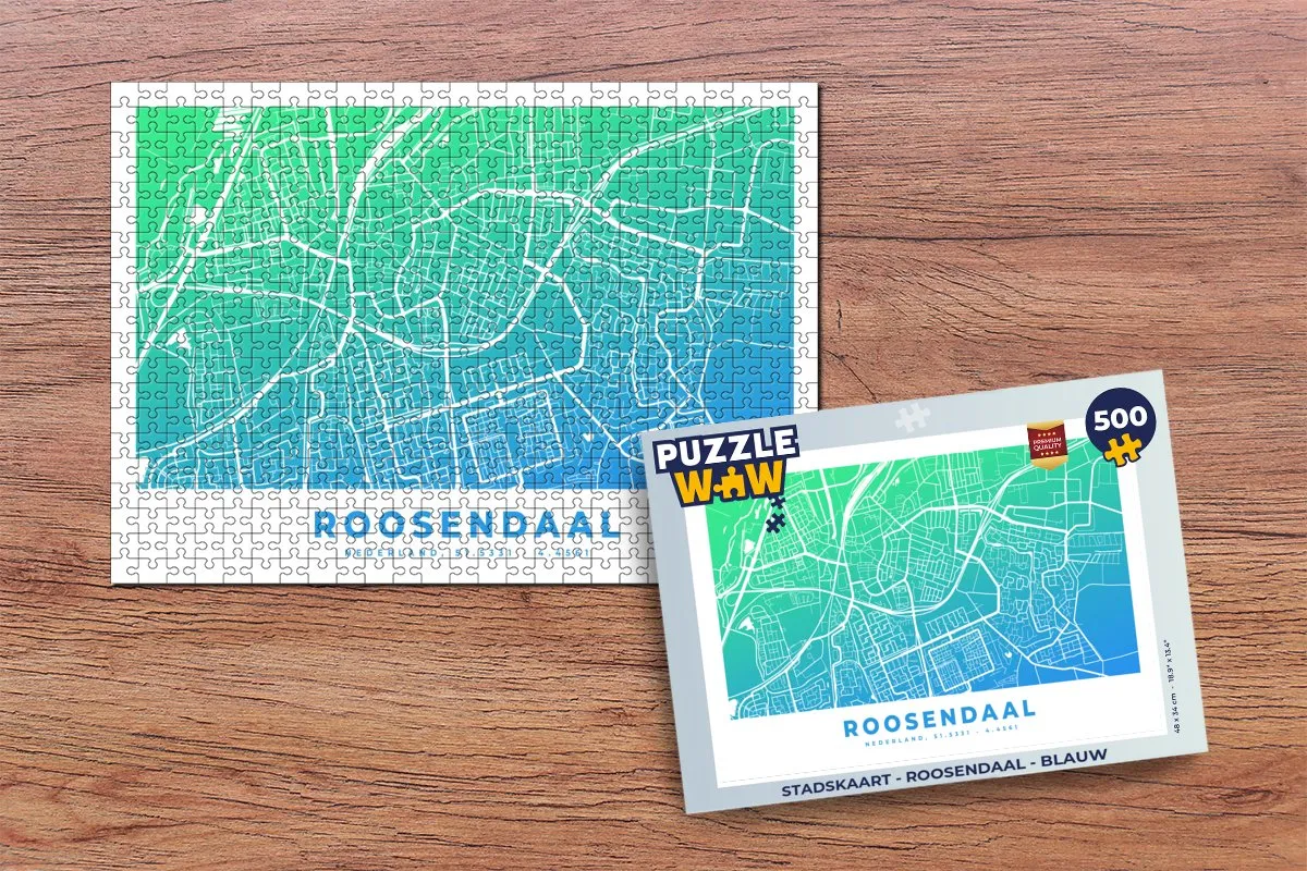 PuzzleWow Stadskaart Roosendaal Legpuzzel 500 Stuks - Multicolor