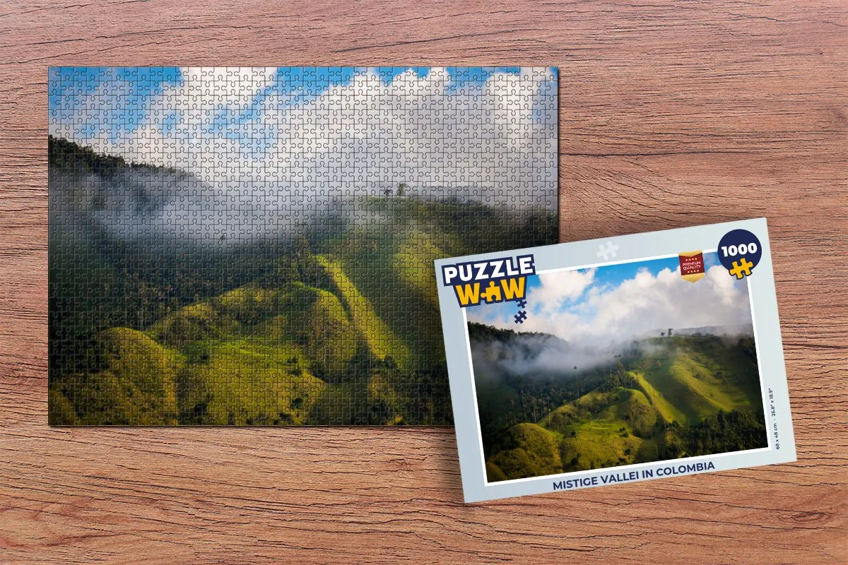 PuzzleWow Mistige Vallei Colombia Legpuzzel 1000 Stuks - Multicolor