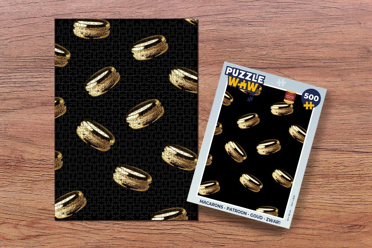 PuzzleWow Macarons Legpuzzel 500 Stuks - Goud/Zwart
