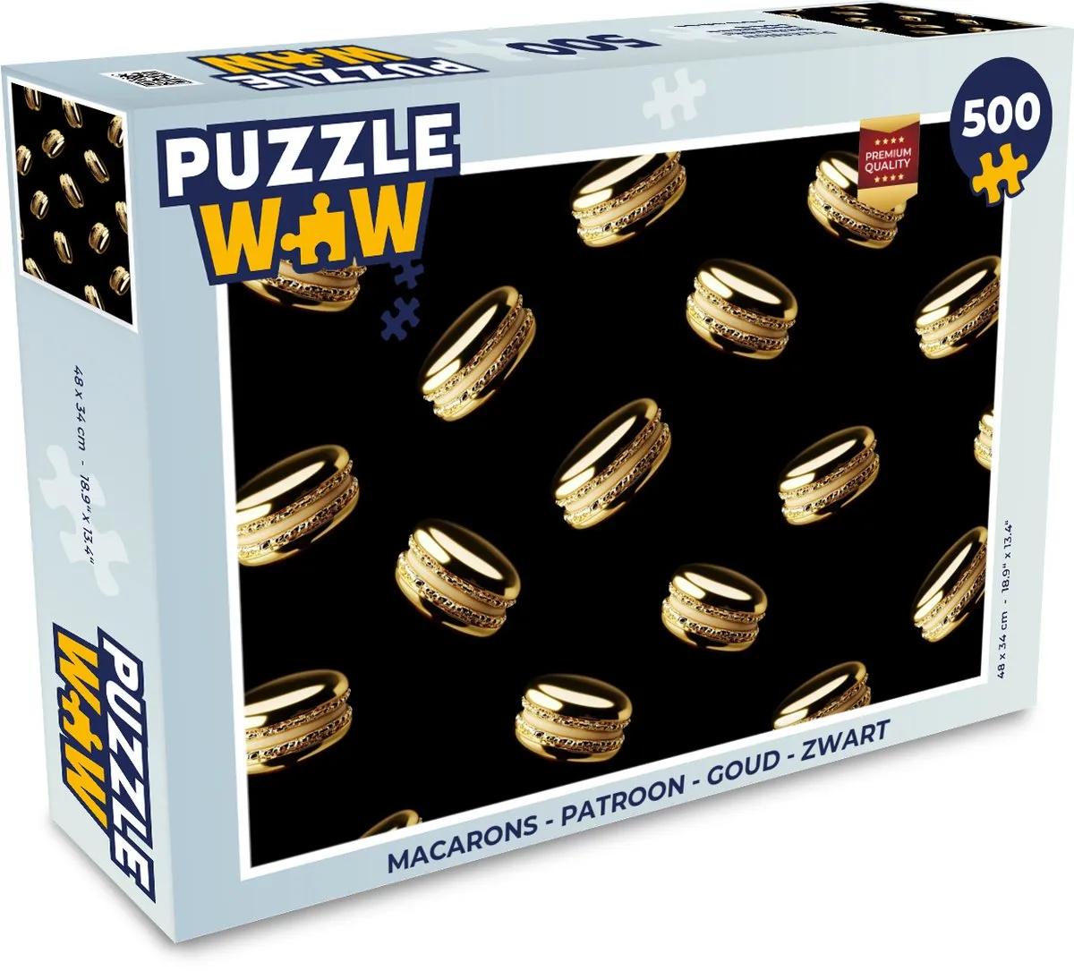 PuzzleWow Macarons Legpuzzel 500 Stuks - Goud/Zwart