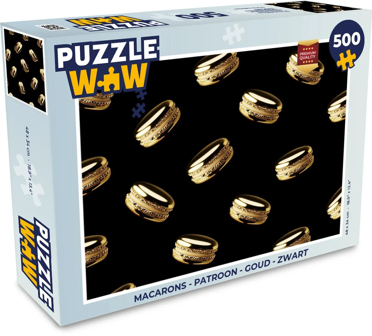 PuzzleWow Macarons Legpuzzel 500 Stuks - Goud/Zwart