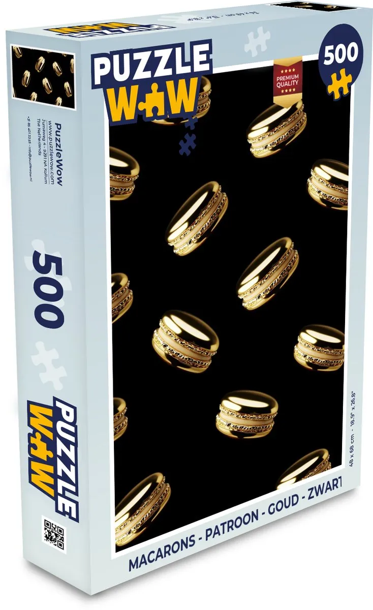 PuzzleWow Macarons Legpuzzel 500 Stuks - Goud/Zwart