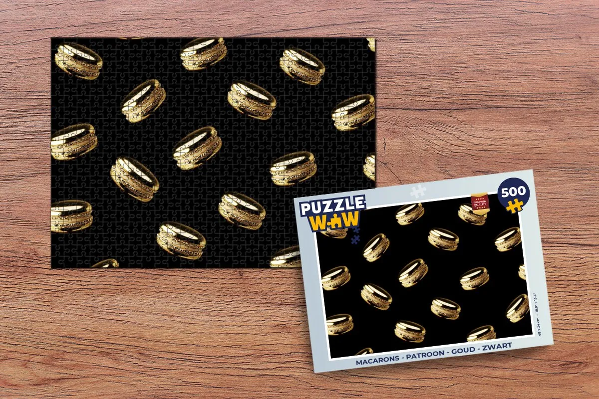 PuzzleWow Macarons Legpuzzel 500 Stuks - Goud/Zwart