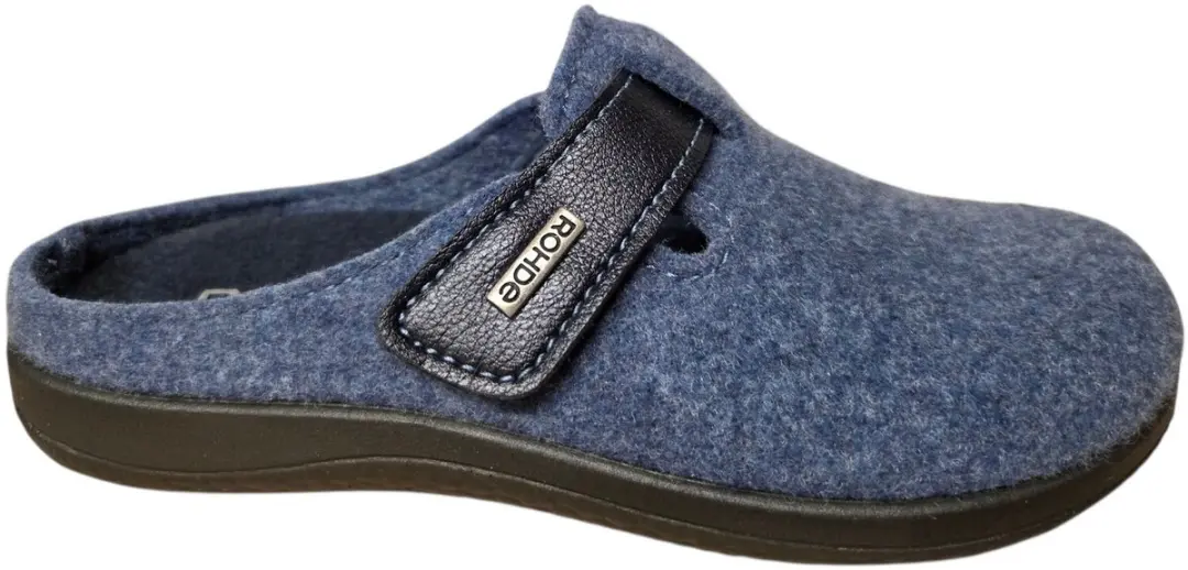 Rohde 6549 52 Open Pantoffels Sloffen Blauw Vilt Dames