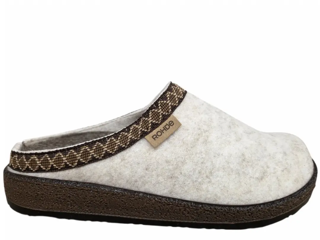 Rohde 6425 13 Pantoffel Open Sloffen Wit Vilt Dames -Wit