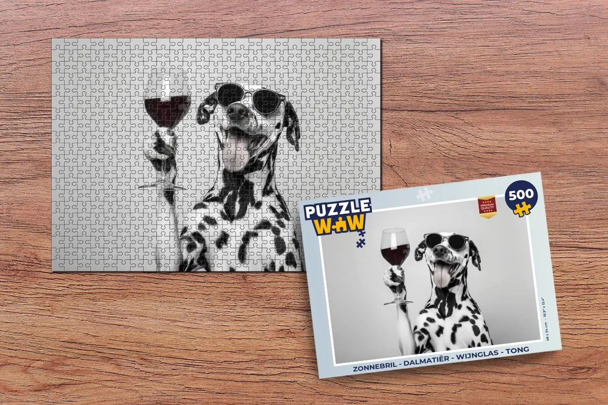 PuzzleWow Dalmatiër Legpuzzel 500 Stuks - Wijnglas/Tong