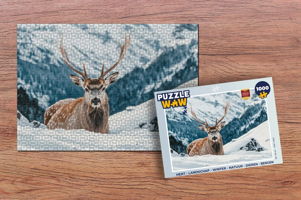 PuzzleWow Hert Landschap Legpuzzel 1000 Stuks - Bergen