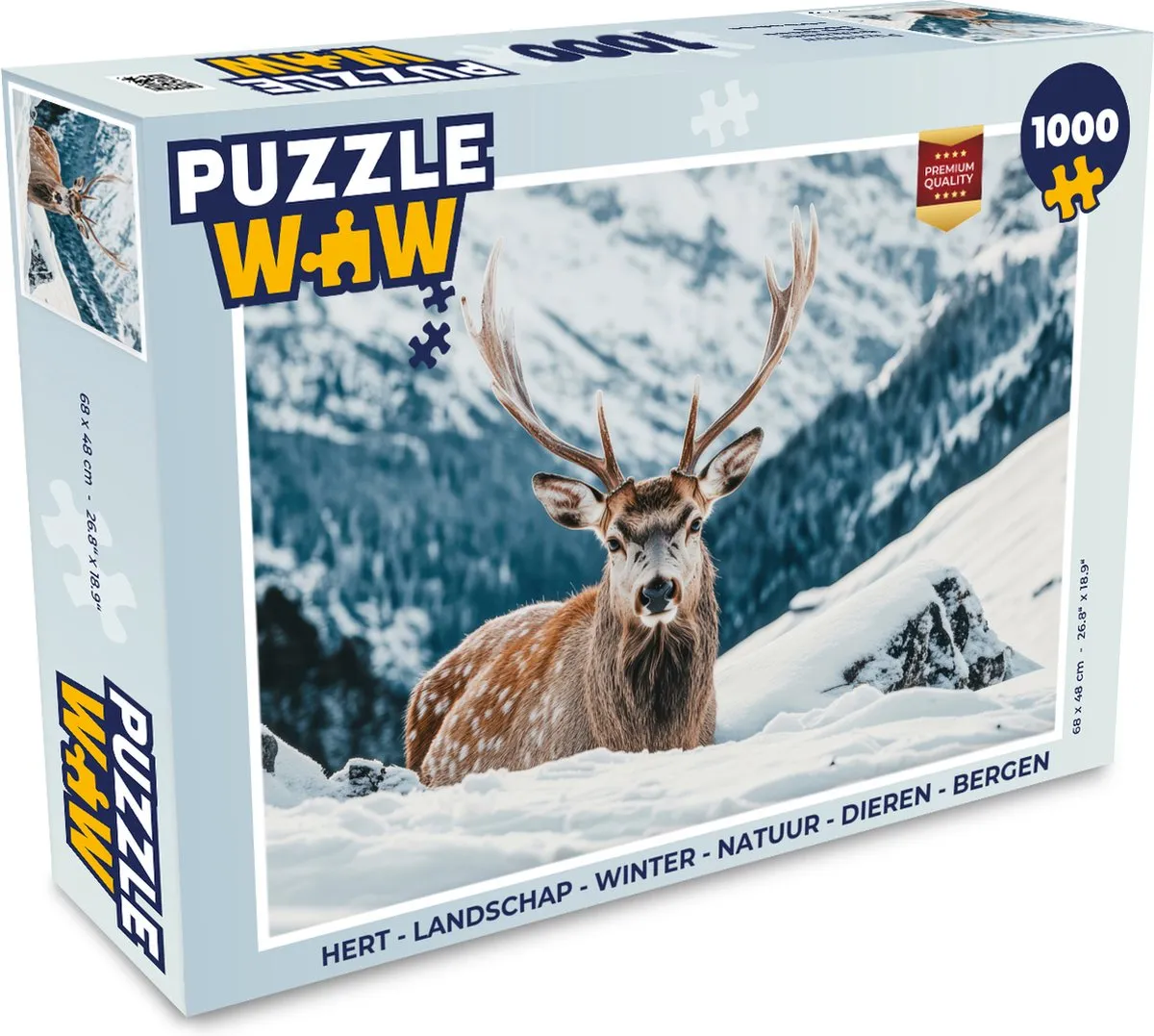 PuzzleWow Hert Landschap Legpuzzel 1000 Stuks - Bergen