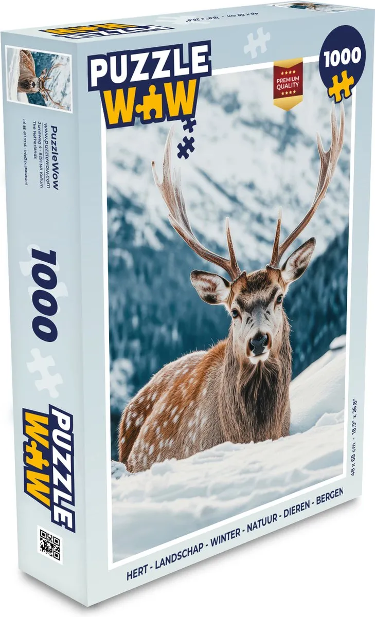 PuzzleWow Hert Landschap Legpuzzel 1000 Stuks - Bergen