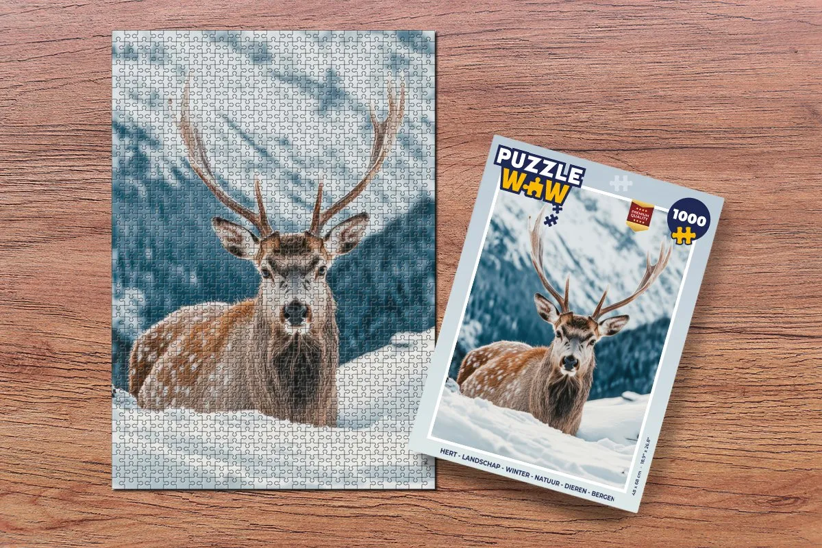 PuzzleWow Hert Landschap Legpuzzel 1000 Stuks - Bergen