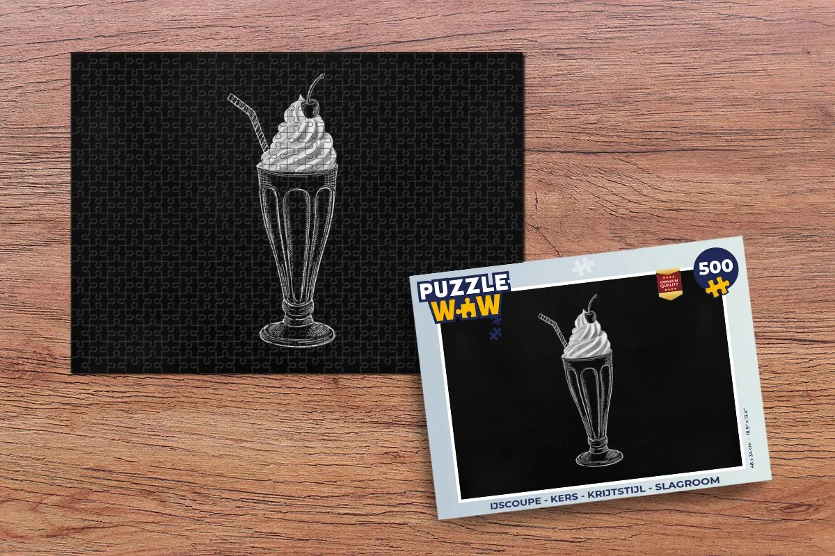 PuzzleWow IJscoupe Legpuzzel 500 Stuks - Kers/Slagroom