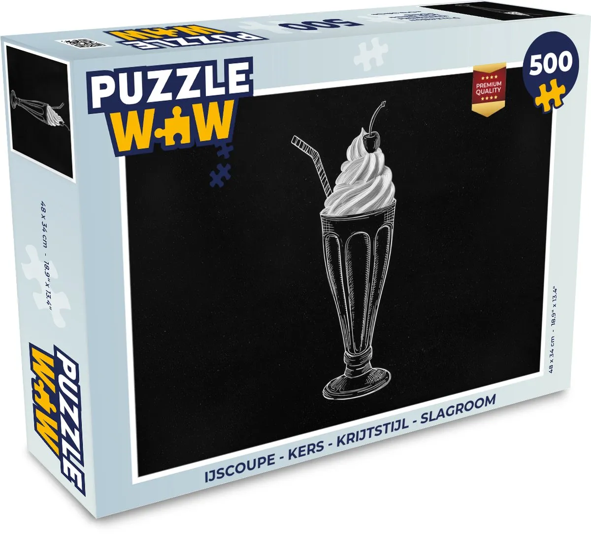 PuzzleWow IJscoupe Legpuzzel 500 Stuks - Kers/Slagroom