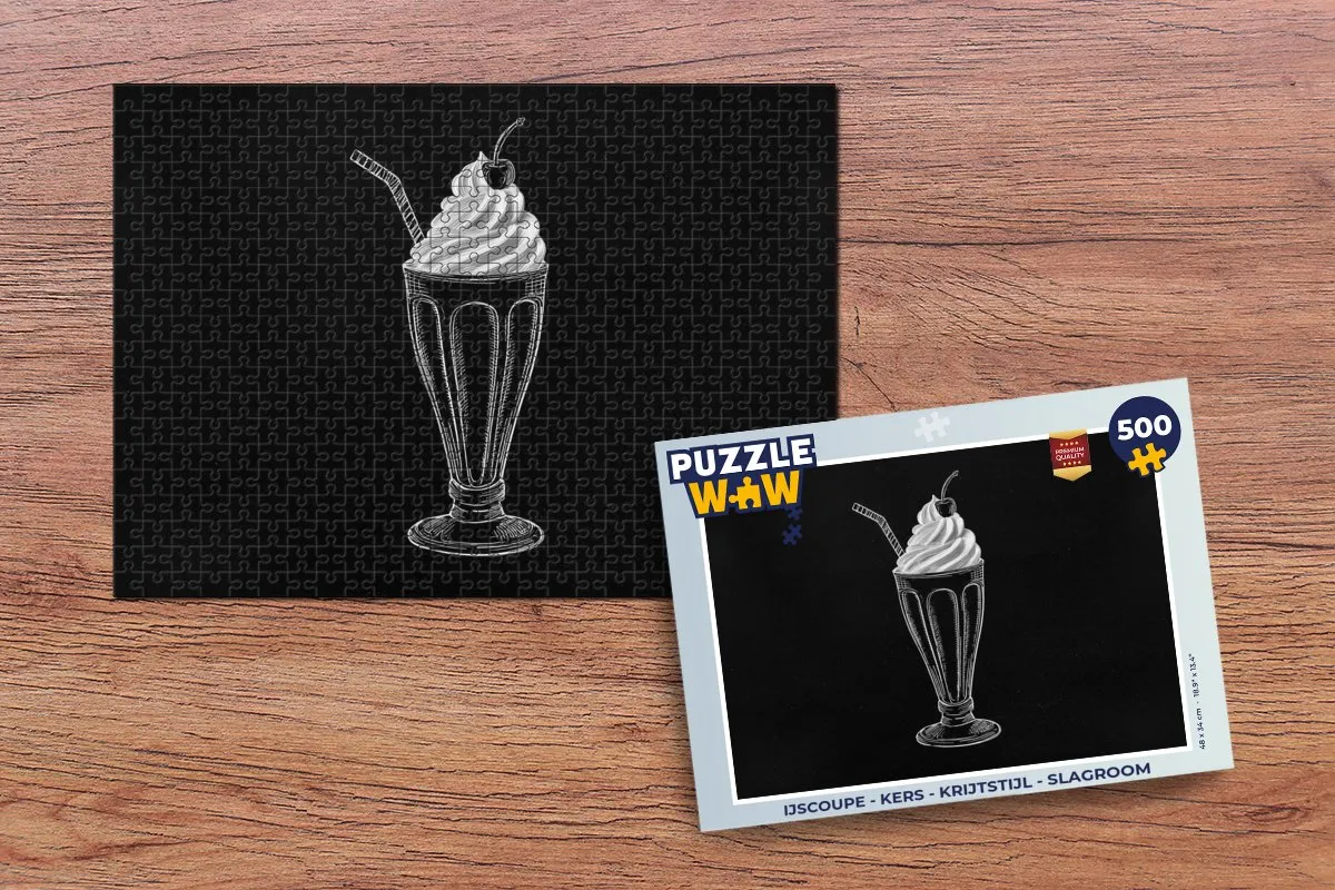 PuzzleWow IJscoupe Legpuzzel 500 Stuks - Kers/Slagroom