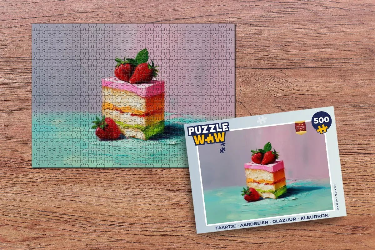 PuzzleWow Taartje Aardbeien Legpuzzel 500 Stuks